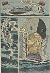GIJOE Marvel comics issue #29 interior art.  Shows the GI JANE ship docking the WHALE hovercraft in the bow of the ship.